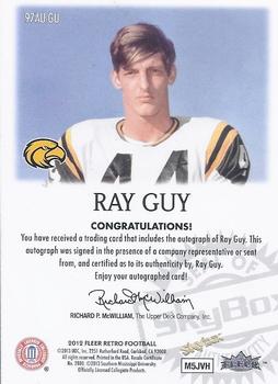 2012 Fleer Retro Ultra - Autographics 1997 #97AU-GU Ray Guy Back