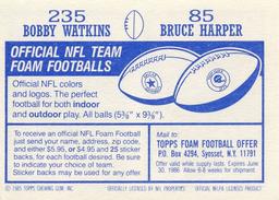 1985 Topps Stickers #85 / 235 Bruce Harper / Bobby Watkins Back