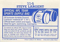 1985 Topps Stickers #114 Steve Largent Back