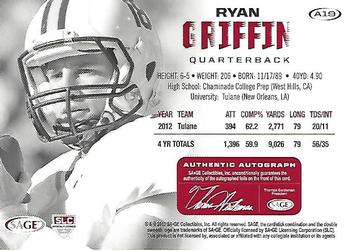 2013 SAGE HIT - Autographs #A19 Ryan Griffin Back