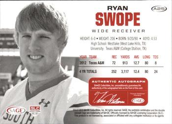 2013 SAGE HIT - Autographs Silver #A25 Ryan Swope Back