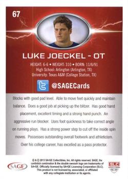 2013 SAGE HIT - Gold #67 Luke Joeckel Back
