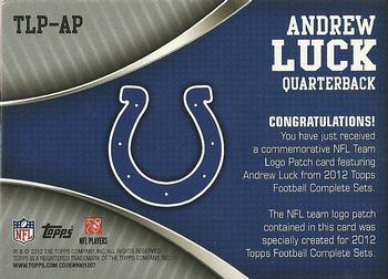 2012 Topps - Logo Patch #TLP-AP Andrew Luck Back