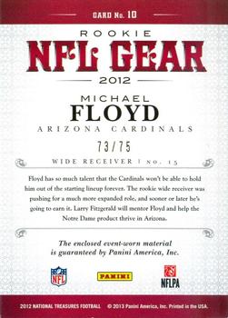 2012 Panini National Treasures - NFL Gear Combos #10 Michael Floyd Back