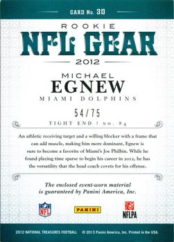 2012 Panini National Treasures - NFL Gear Combos #30 Michael Egnew Back