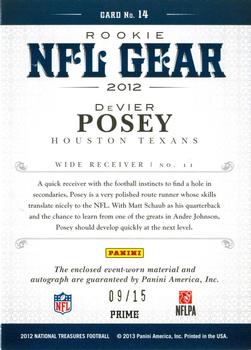 2012 Panini National Treasures - NFL Gear Combos Signatures Prime #14 DeVier Posey Back