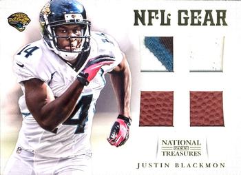 2012 Panini National Treasures - NFL Gear Quad Prime #12 Justin Blackmon Front