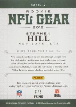 2012 Panini National Treasures - NFL Gear Quad Signatures Prime #17 Stephen Hill Back