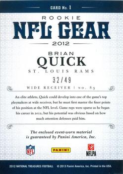 2012 Panini National Treasures - NFL Gear Triple #1 Brian Quick Back