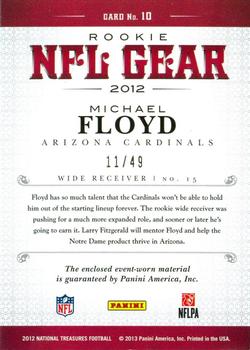 2012 Panini National Treasures - NFL Gear Triple #10 Michael Floyd Back