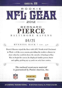 2012 Panini National Treasures - NFL Gear Triple Prime #29 Bernard Pierce Back