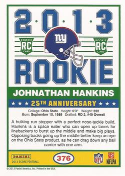 2013 Score #376 Johnathan Hankins Back