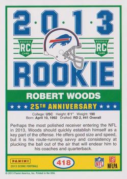 2013 Score #418 Robert Woods Back