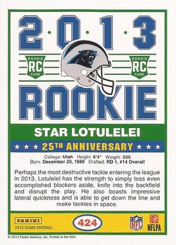 2013 Score #424 Star Lotulelei Back