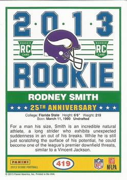 2013 Score #419 Rodney Smith Back