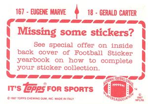 1987 Topps Stickers #18 / 167 Gerald Carter / Eugene Marve Back