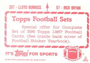 1987 Topps Stickers #57 / 207 Rick Bryan / Lloyd Burruss Back