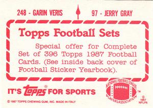 1987 Topps Stickers #97 / 248 Jerry Gray / Garin Veris Back