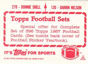 1987 Topps Stickers #130 / 279 Darrin Nelson / Donnie Shell Back