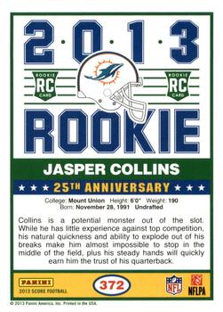 2013 Score - Blue #372 Jasper Collins Back