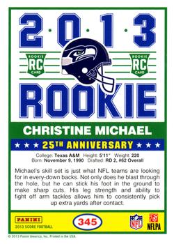 2013 Score - Red #345 Christine Michael Back