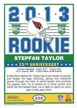 2013 Score - Red #426 Stepfan Taylor Back