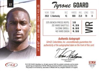 2013 SAGE - Autographs Gold #17 Tyrone Goard Back