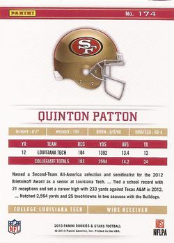 2013 Panini Rookies & Stars #174 Quinton Patton Back