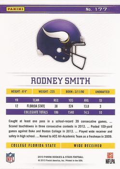 2013 Panini Rookies & Stars #177 Rodney Smith Back