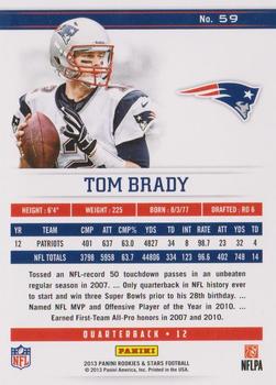 2013 Panini Rookies & Stars #59 Tom Brady Back