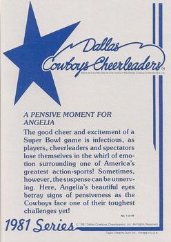 1981 Topps Dallas Cowboys Cheerleaders #1 A Pensive Moment For Angelia Back