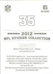 2012 Panini Stickers #35 Wes Welker Back