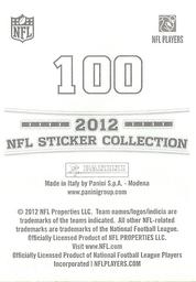 2012 Panini Stickers #100 T.J. Ward Back