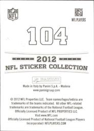 2012 Panini Stickers #104 Troy Polamalu Back
