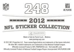 2012 Panini Stickers #248 Eli Manning Back