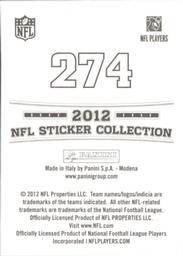 2012 Panini Stickers #274 Robert Griffin III Back