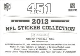2012 Panini Stickers #451 Earl Thomas Back