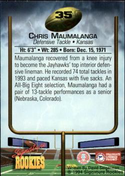 1994 Signature Rookies #35 Chris Maumalanga Back