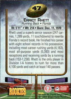 1994 Signature Rookies #47 Errict Rhett Back