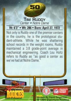 1994 Signature Rookies #50 Tim Ruddy Back