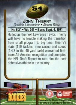 1994 Signature Rookies #54 John Thierry Back