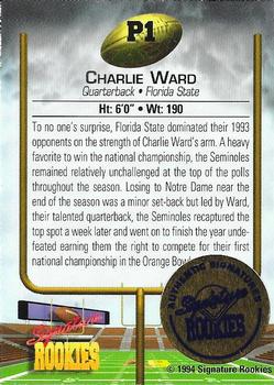 1994 Signature Rookies - Autograph Promos #P1 Charlie Ward Back