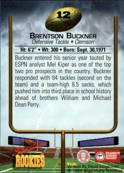 1994 Signature Rookies - Autographs #12 Brentson Buckner Back