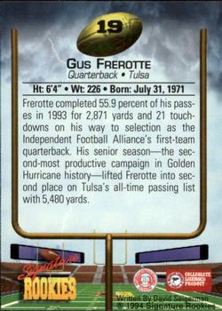 1994 Signature Rookies - Autographs #19 Gus Frerotte Back