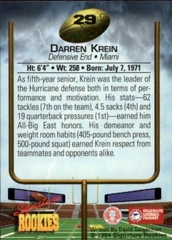 1994 Signature Rookies - Autographs #29 Darren Krein Back
