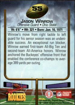 1994 Signature Rookies - Autographs #55 Jason Winrow Back