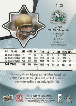 2013 Upper Deck Ultimate Collection #10 Joe Theismann Back
