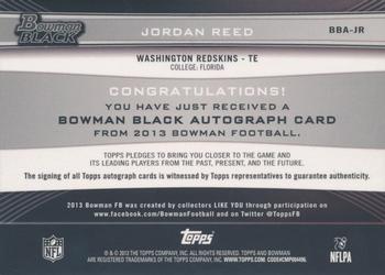 2013 Bowman - Black Autographs #BBA-JR Jordan Reed Back
