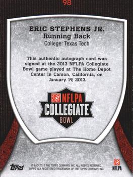 2013 Bowman - Topps NFLPA Collegiate Bowl Autographs #98 Eric Stephens Jr. Back