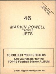 1981 Topps Stickers #46 Marvin Powell Back